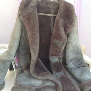 Vintage Taupe Genuine Shearling/Leather Coat